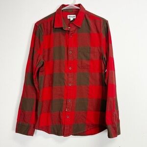 NEW Abound Flannel Shirt Mens Size Small Red Brown Buffalo Check Plaid Button Up